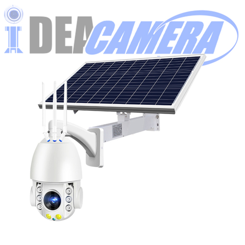 2MP H.265 HD 4.5-inch 4G PTZ Speed Dome Camera with 90W solar energy, 20X Optical Zoom Lens, Outdoor use.