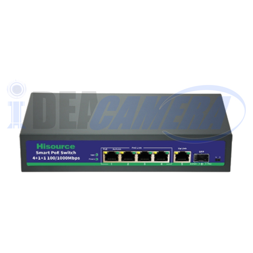 78W 4Ports Standard 4+1+1 Full Gigabit PoE Switch, Internal Power.