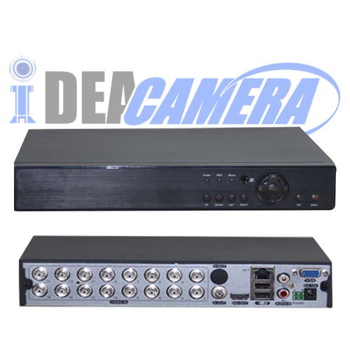 Hybrid DVR,H.265,5-in-1,16ch*4M@8FPS/16ch*5M@6FPS,16CH Playback,P2P,XMEYE APP