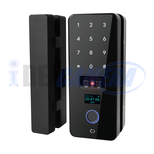 Smart Glass Door Bluetooth Fingerprint Lock, 3D Face Recognition, Built-in 2800mah Lithium Battery, haha lock APP/Tuya APP (optional), Unlock in multiple ways.